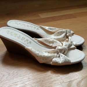 NWOT New York Transit Cream Sparkle Wedges